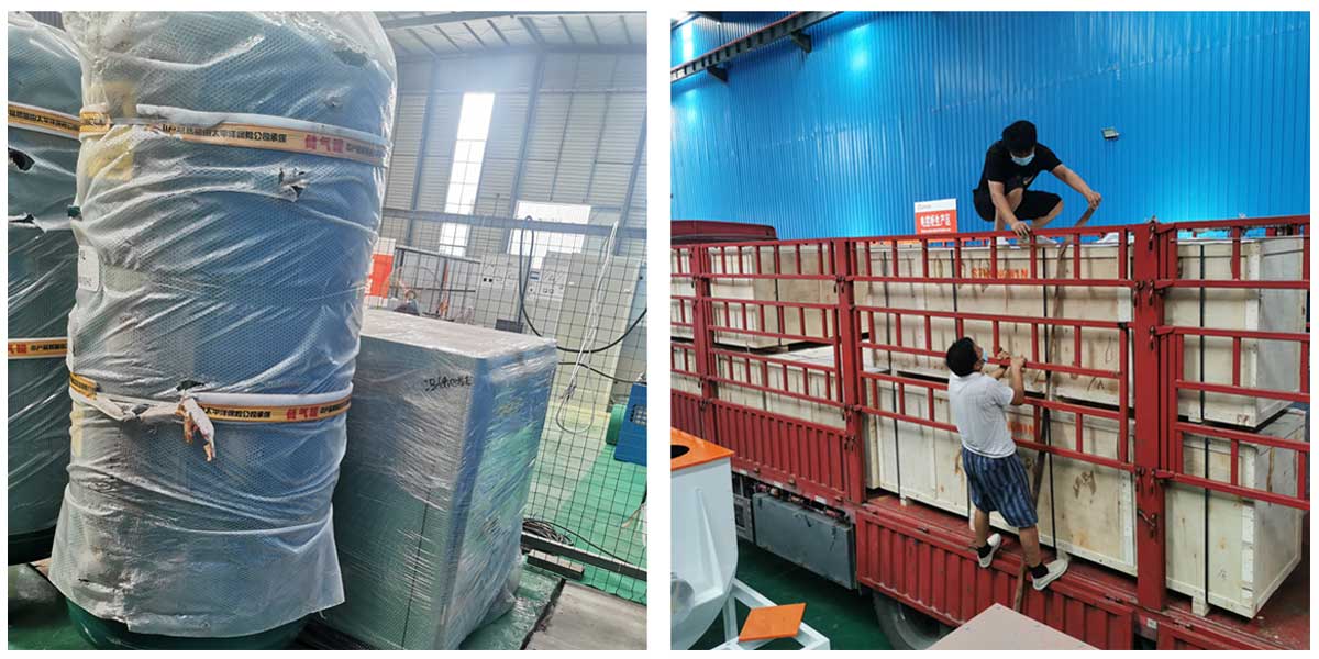 5臺(tái)脈沖除塵器，2條皮帶輸送機(jī)，22kw空壓機(jī)已發(fā)往巴拉圭 