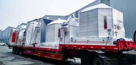 強(qiáng)福生產(chǎn)雙線SZLH508成套飼料機(jī)械設(shè)備發(fā)貨